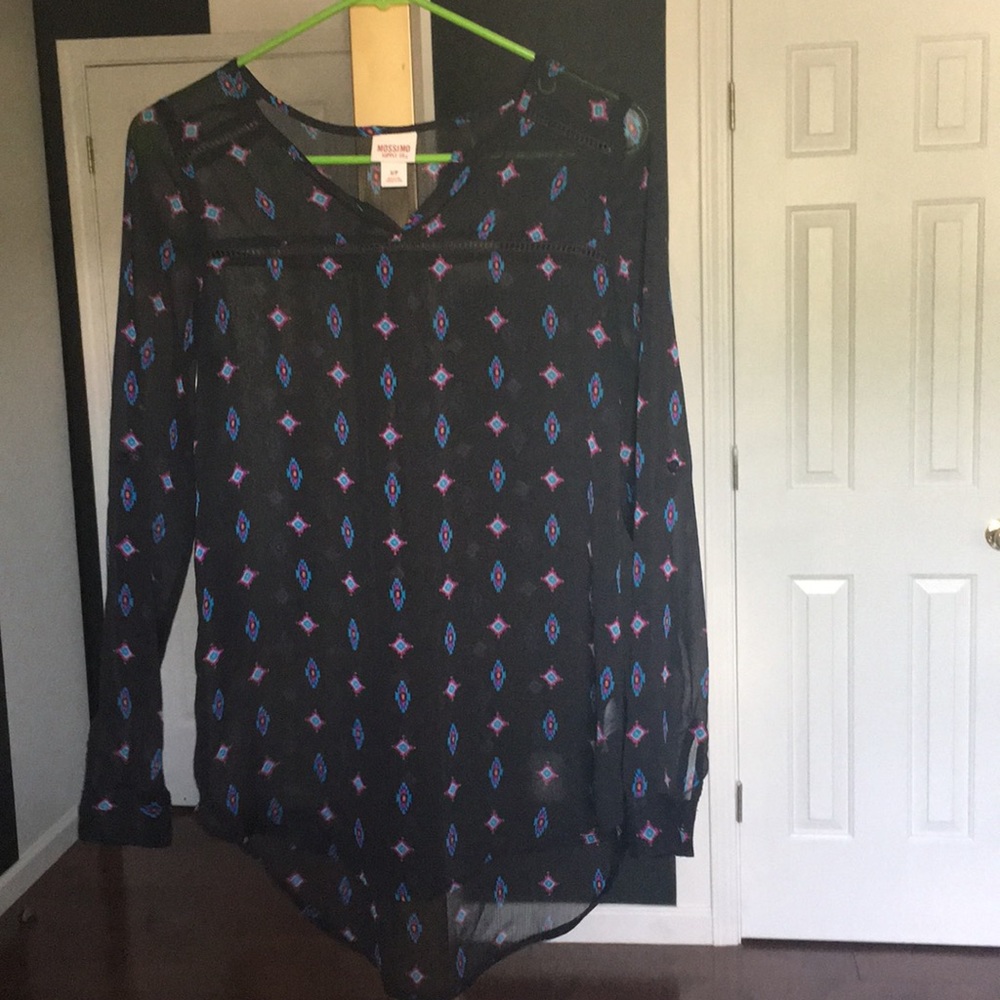 See through mission long sleeve blouse